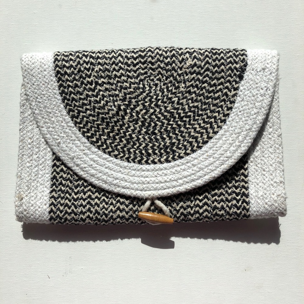 Black & White Hand Woven Clutch